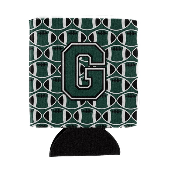 Carolines Treasures CJ1071-GCC Letter G Football Green and White Can or Bottle Hugger  Can Hugger multicolor