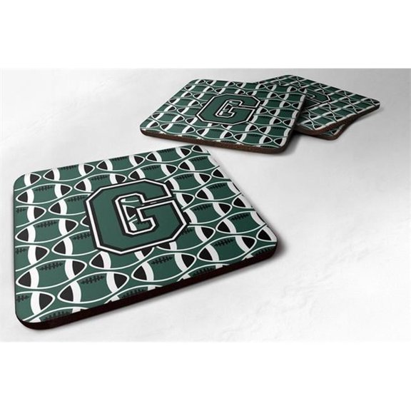 Carolines Treasures CJ1071-GFC Letter G Football Green & White Foam Coaster, Set of 4