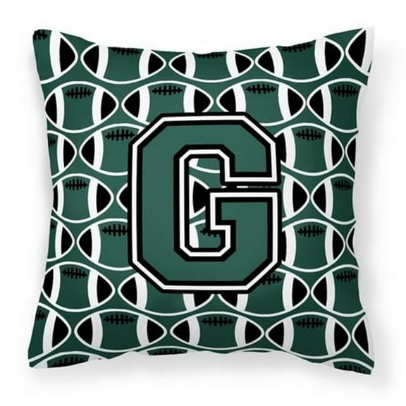 Carolines Treasures CJ1071-GPW1414 Letter G Football Green & White Fabric Decorative Pillow