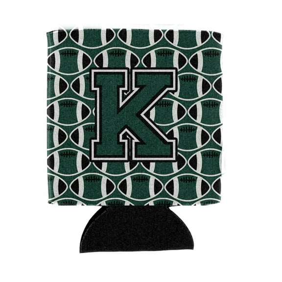 Carolines Treasures CJ1071-KCC Letter K Football Green and White Can or Bottle Hugger  Can Hugger multicolor
