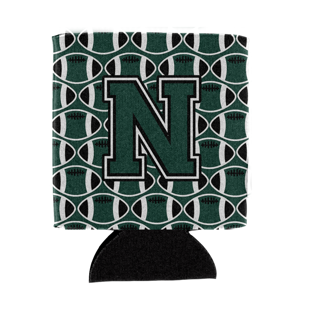 Carolines Treasures CJ1071-NCC Letter N Football Green and White Can or Bottle Hugger  Can Hugger multicolor