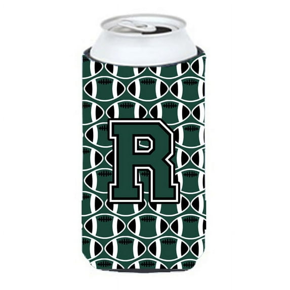 Carolines Treasures CJ1071-RTBC Letter R Football Green and White Tall Boy Beverage Insulator Hugger Tall Boy