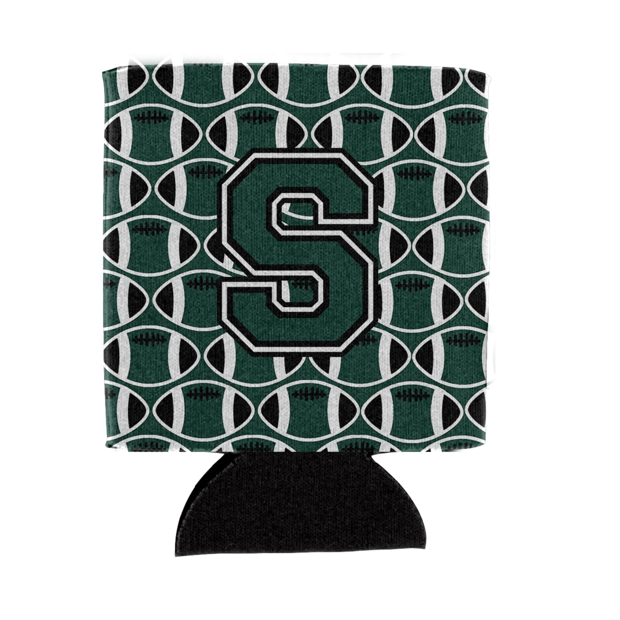 Carolines Treasures CJ1071-SCC Letter S Football Green and White Can or Bottle Hugger  Can Hugger multicolor