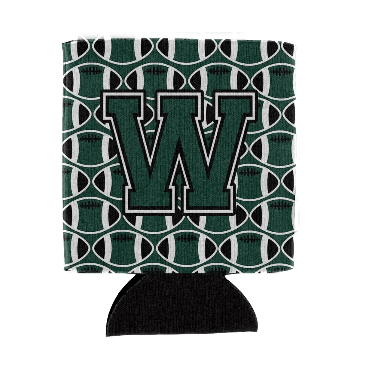 Carolines Treasures CJ1071-WCC Letter W Football Green and White Can or Bottle Hugger  Can Hugger multicolor