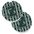 thumbnail image 1 of Carolines Treasures CJ1071-ZCARC Letter Z Football Green & White Set of 2 Cup Holder Car Coaster, 1 of 1