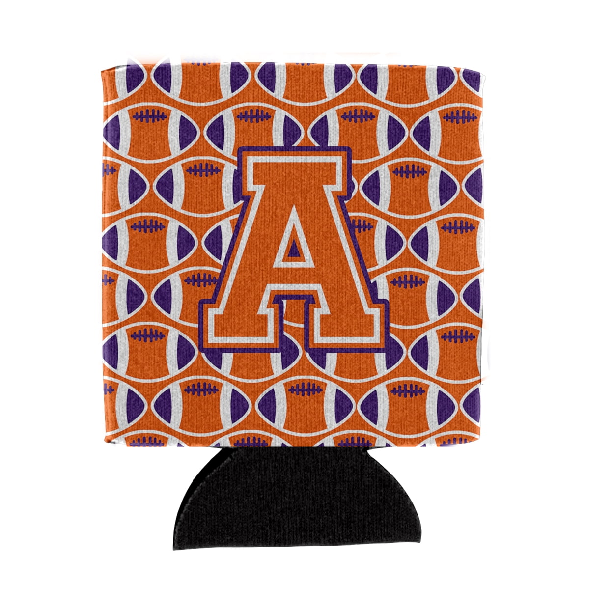 Carolines Treasures CJ1072-ACC Letter A Football Orange White and Regalia Can or Bottle Hugger  Can Hugger multicolor