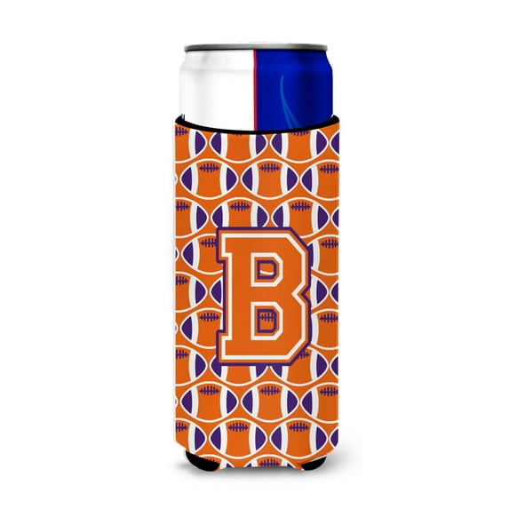 Carolines Treasures CJ1072-BMUK Letter B Football Orange White and Regalia Ultra Beverage Insulators for slim cans Slim
