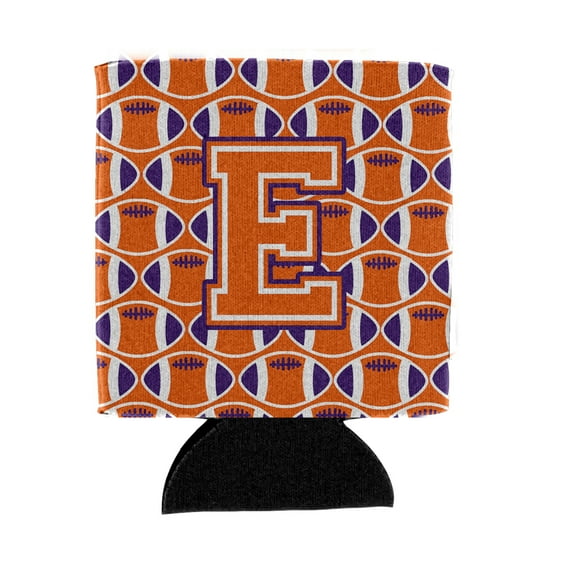 Carolines Treasures CJ1072-ECC Letter E Football Orange White and Regalia Can or Bottle Hugger  Can Hugger multicolor