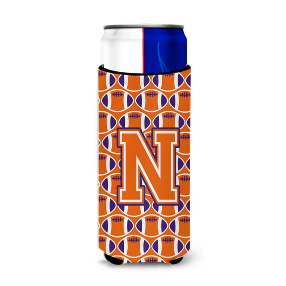 Carolines Treasures CJ1072-NMUK Letter N Football Orange White and Regalia Ultra Beverage Insulators for slim cans Slim