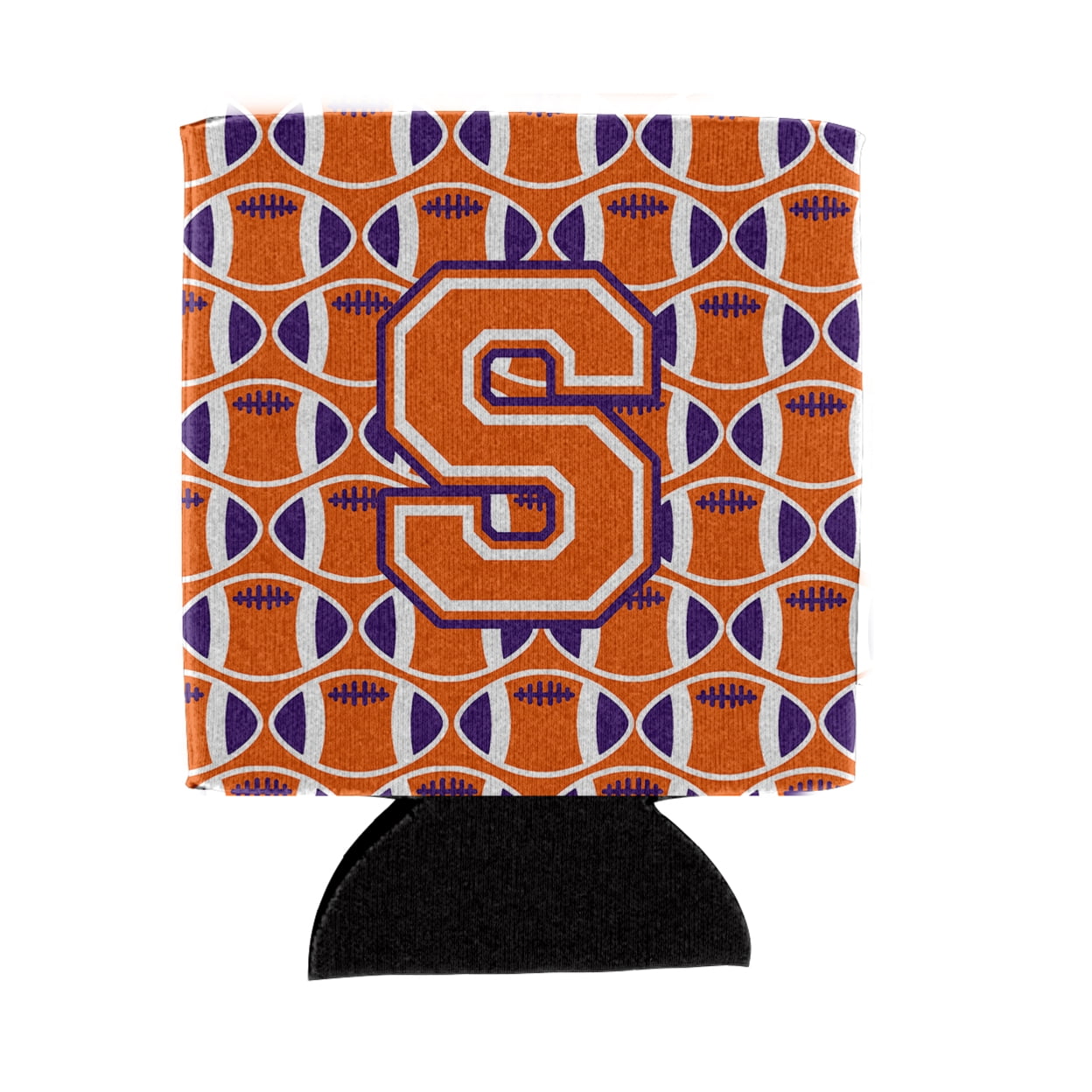 Carolines Treasures CJ1072-SCC Letter S Football Orange White and Regalia Can or Bottle Hugger  Can Hugger multicolor