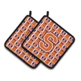 thumbnail image 1 of Carolines Treasures CJ1072-SPTHD Letter S Football Orange, White and Regalia Pair of Pot Holders, 7.5HX7.5W, multicolor, 1 of 2