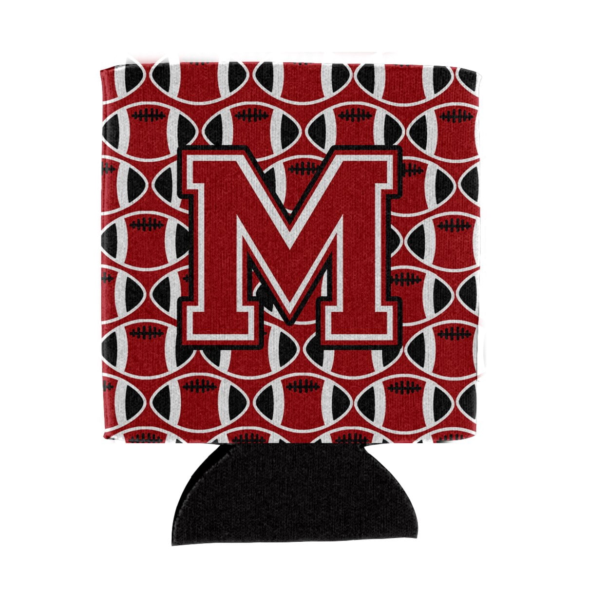 Carolines Treasures CJ1073-MCC Letter M Football Red Black and White Can or Bottle Hugger  Can Hugger multicolor