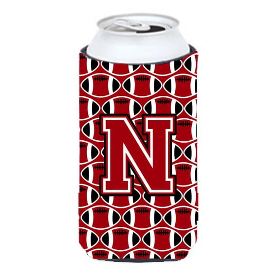 Carolines Treasures CJ1073-NTBC Letter N Football Red Black and White Tall Boy Beverage Insulator Hugger Tall Boy