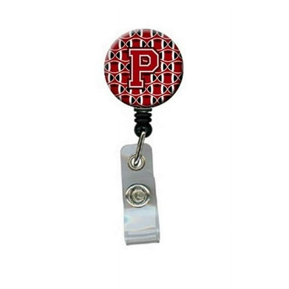 Carolines Treasures CJ1073-PBR Letter P Football Red, Black & White Retractable Badge Reel