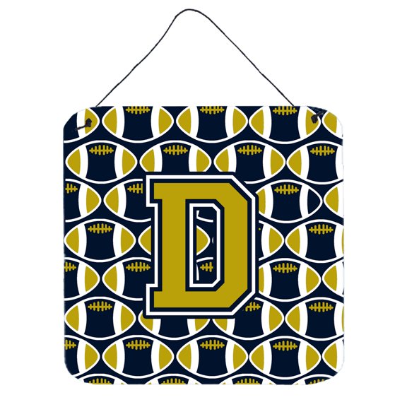 Carolines Treasures CJ1074-DDS66 Letter D Football Blue and Gold Wall or Door Hanging Prints 6HX6W multicolor