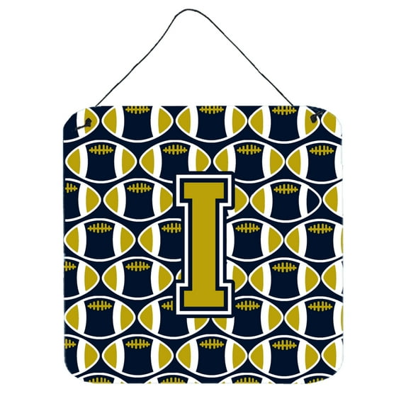 Carolines Treasures CJ1074-IDS66 Letter I Football Blue and Gold Wall or Door Hanging Prints 6HX6W multicolor