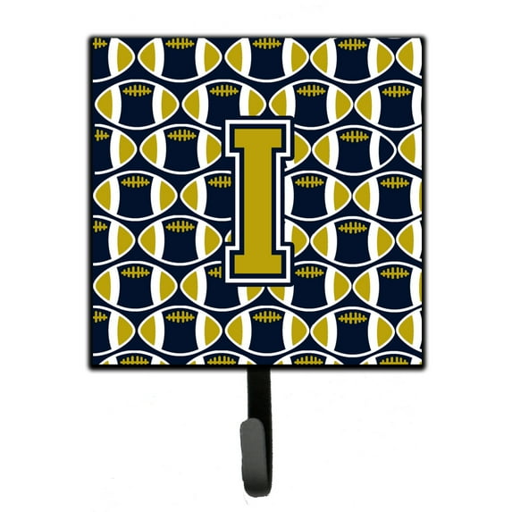 Carolines Treasures CJ1074-ISH4 Letter I Football Blue and Gold Leash or Key Holder Single Hook multicolor