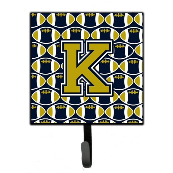 Carolines Treasures CJ1074-KSH4 Letter K Football Blue and Gold Leash or Key Holder Single Hook multicolor