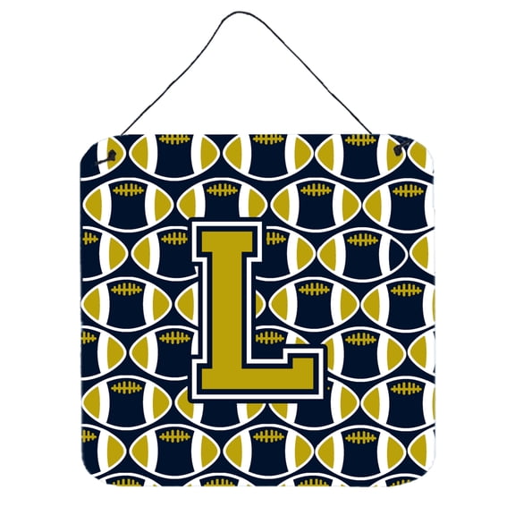 Carolines Treasures CJ1074-LDS66 Letter L Football Blue and Gold Wall or Door Hanging Prints 6HX6W multicolor
