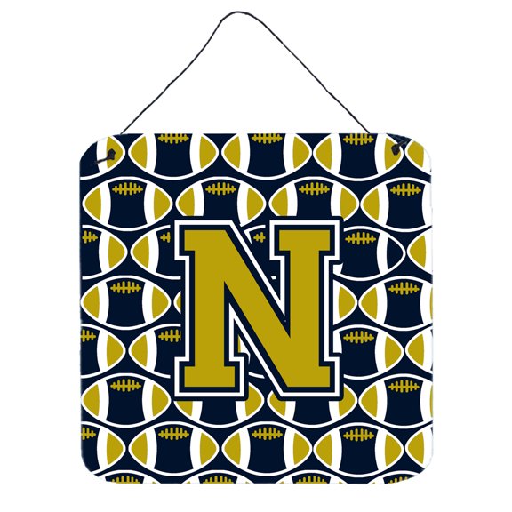 Carolines Treasures CJ1074-NDS66 Letter N Football Blue and Gold Wall or Door Hanging Prints 6HX6W multicolor