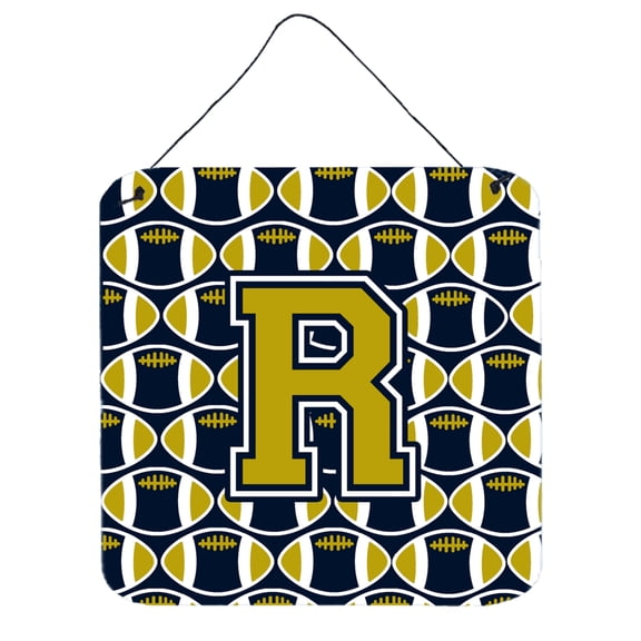 Carolines Treasures CJ1074-RDS66 Letter R Football Blue and Gold Wall or Door Hanging Prints 6HX6W multicolor