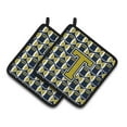 thumbnail image 1 of Letter T Football Blue and Gold Pair of Pot Holders, 1 of 2