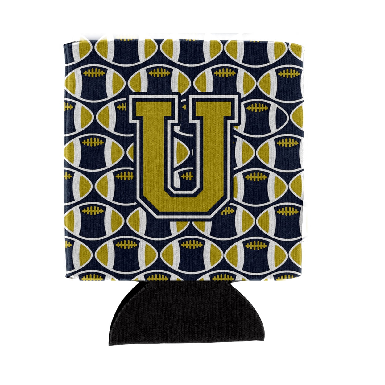 Carolines Treasures CJ1074-UCC Letter U Football Blue and Gold Can or Bottle Hugger  Can Hugger multicolor