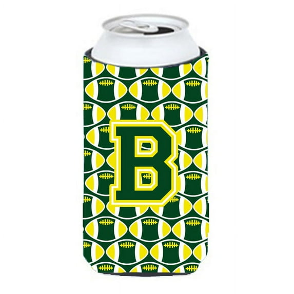 Carolines Treasures CJ1075-BTBC Letter B Football Green and Yellow Tall Boy Beverage Insulator Hugger Tall Boy