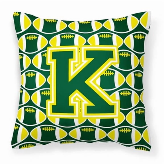 Carolines Treasures CJ1075-KPW1414 Letter K Football Green & Yellow Fabric Decorative Pillow