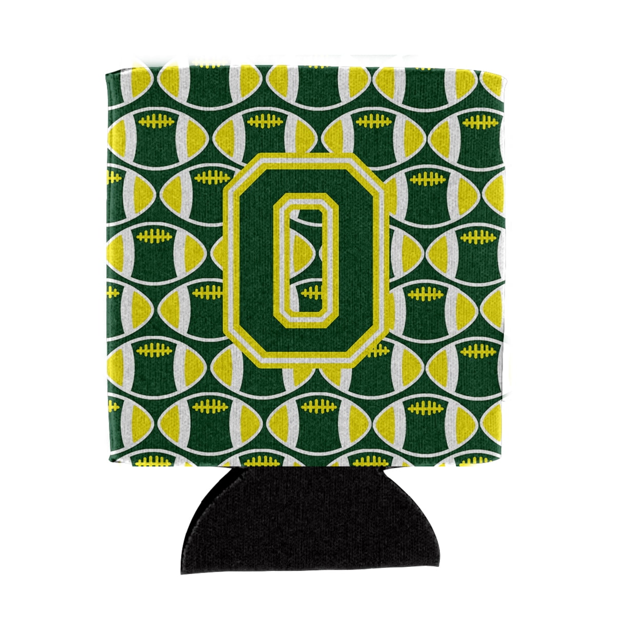 Carolines Treasures CJ1075-OCC Letter O Football Green and Yellow Can or Bottle Hugger  Can Hugger multicolor