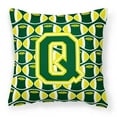 thumbnail image 1 of Carolines Treasures CJ1075-QPW1414 Letter Q Football Green & Yellow Fabric Decorative Pillow, 1 of 4
