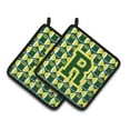 thumbnail image 1 of Carolines Treasures CJ1075-RPTHD Letter R Football Green and Yellow Pair of Pot Holders, 7.5HX7.5W, multicolor, 1 of 2