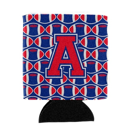 Carolines Treasures CJ1076-ACC Letter A Football Harvard Crimson and Yale Blue Can or Bottle Hugger Can Hugger