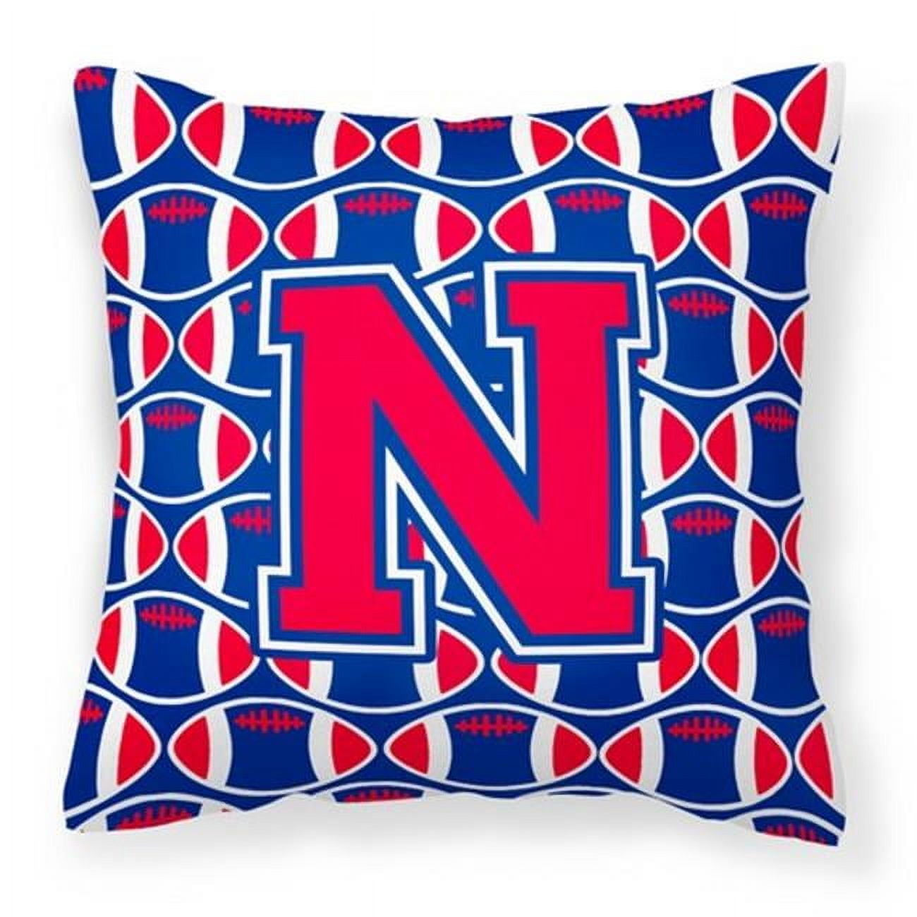 Carolines Treasures CJ1076-NPW1414 Letter N Football Harvard Crimson & Yale Blue Fabric Decorative Pillow