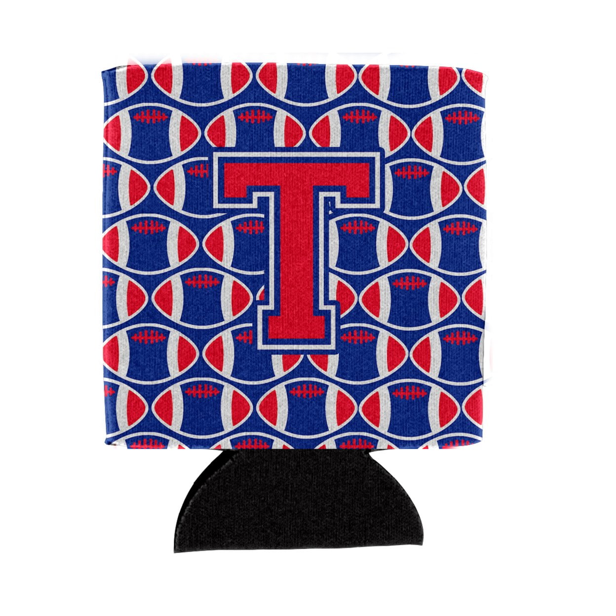 Carolines Treasures CJ1076-TCC Letter T Football Harvard Crimson and Yale Blue Can or Bottle Hugger  Can Hugger
