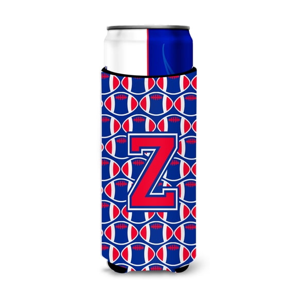 Carolines Treasures CJ1076-ZMUK Letter Z Football Crimson and Yale Blue Ultra Beverage Insulators for slim cans Slim