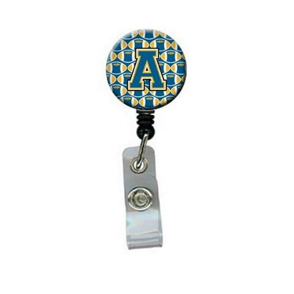 Carolines Treasures CJ1077-ABR Letter A Football Blue & Gold Retractable Badge Reel, 5 x 1 x 2 in.