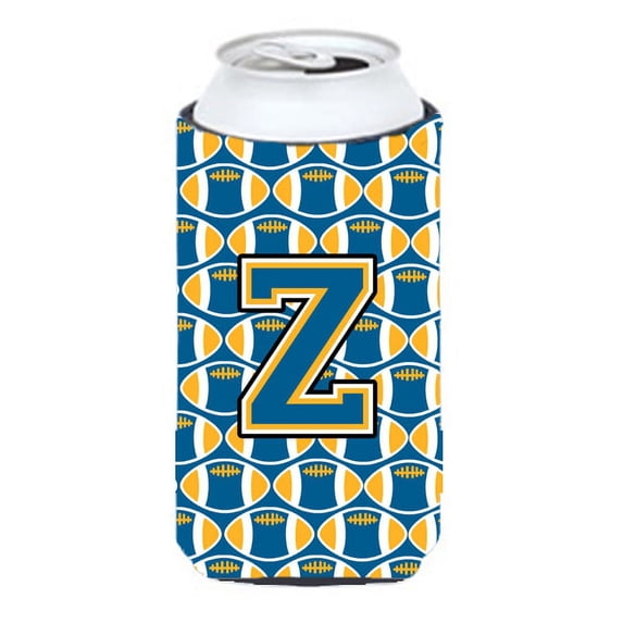 Carolines Treasures CJ1077-ZTBC Letter Z Football Blue and Gold Tall Boy Beverage Insulator Hugger Tall Boy multicolor