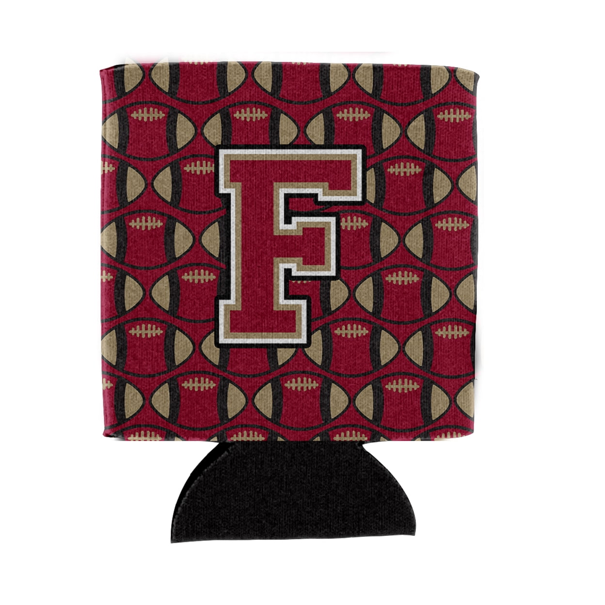 Carolines Treasures CJ1078-FCC Letter F Football Garnet and Gold Can or Bottle Hugger  Can Hugger multicolor