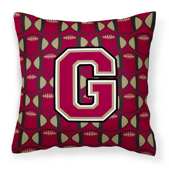 Carolines Treasures CJ1078-GPW1414 Letter G Football Garnet and Gold Fabric Decorative Pillow , 14Hx14W, multicolor