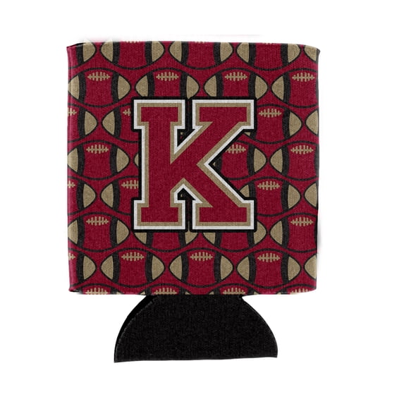Carolines Treasures CJ1078-KCC Letter K Football Garnet and Gold Can or Bottle Hugger Can Hugger multicolor