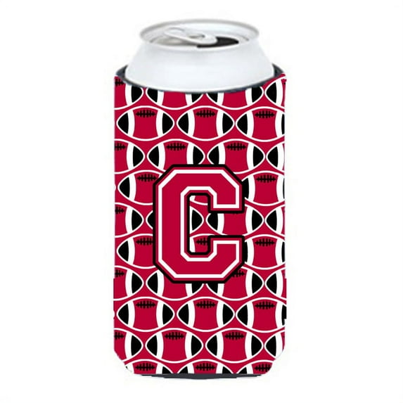 Carolines Treasures CJ1079-CTBC Letter C Football Crimson and White Tall Boy Beverage Insulator Hugger Tall Boy