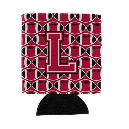 Carolines Treasures CJ1079-LCC Letter L Football Crimson and White Can or Bottle Hugger Can Hugger multicolor