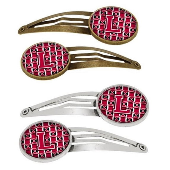 Carolines Treasures CJ1079-LHCS4 Letter L Football Crimson & White Barrettes Hair Clips, Set of 4