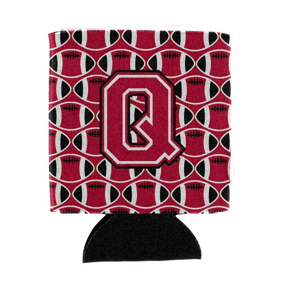 Carolines Treasures CJ1079-QCC Letter Q Football Crimson and White Can or Bottle Hugger  Can Hugger multicolor