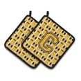thumbnail image 1 of Carolines Treasures CJ1080-CPTHD Letter C Football Black, Old Gold and White Pair of Pot Holders, 7.5HX7.5W, multicolor, 1 of 2