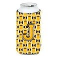 thumbnail image 1 of Carolines Treasures CJ1080-JTBC Letter J Football Black Old Gold and White Tall Boy Beverage Insulator Hugger  Tall Boy, 1 of 1