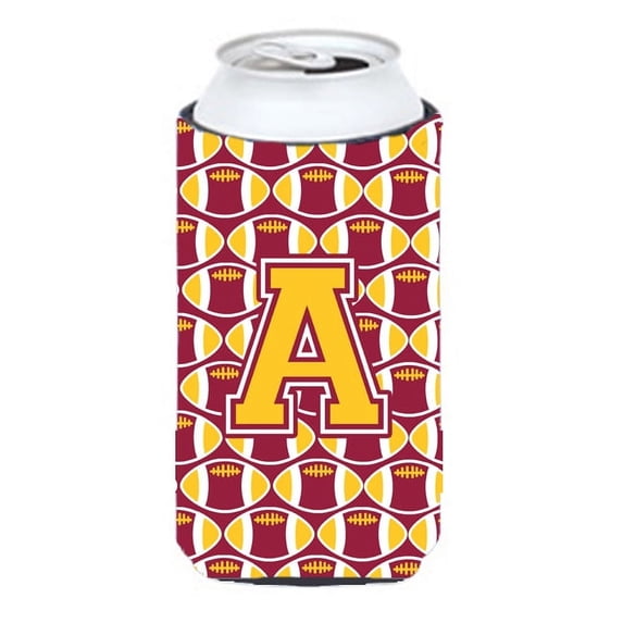 Carolines Treasures CJ1081-ATBC Letter A Football Maroon and Gold Tall Boy Beverage Insulator Hugger Tall Boy