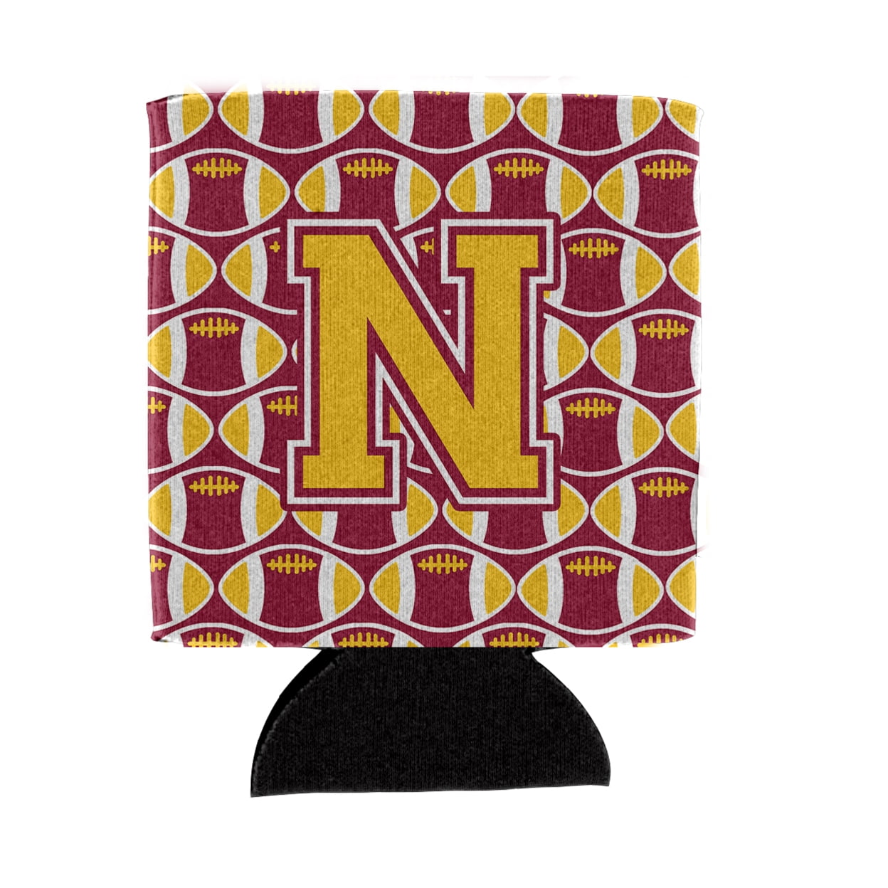 Carolines Treasures CJ1081-NCC Letter N Football Maroon and Gold Can or Bottle Hugger  Can Hugger multicolor