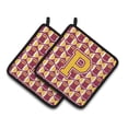 thumbnail image 1 of Carolines Treasures CJ1081-PPTHD Letter P Football Maroon and Gold Pair of Pot Holders, 7.5HX7.5W, multicolor, 1 of 2